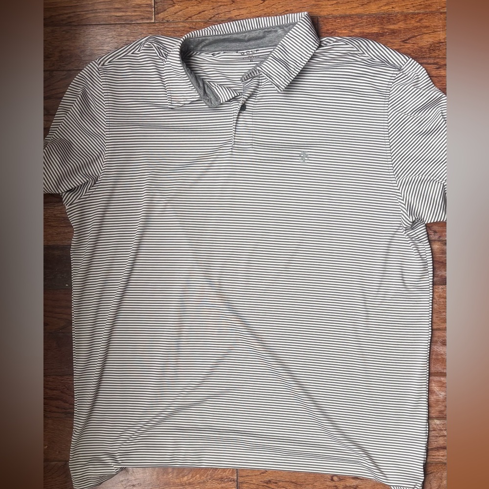 Izod Men's Thin Grey & White Striped Golf Polo XL